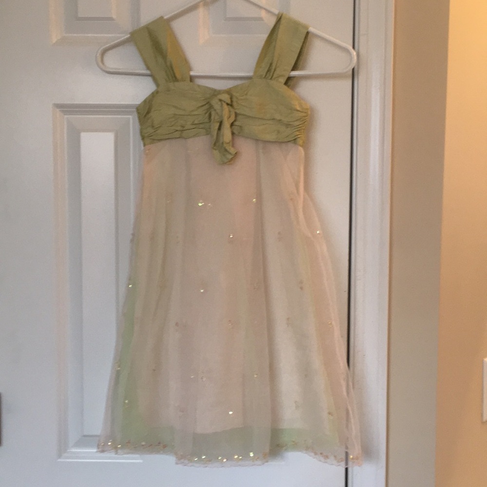 Gorgeous girls lined green dress